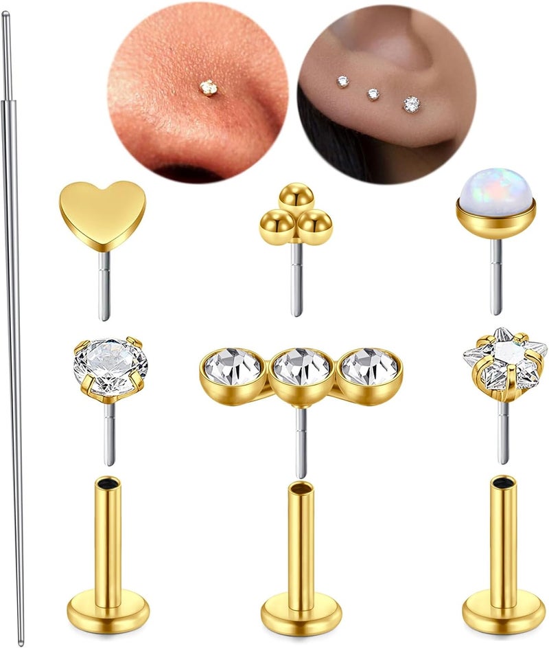 QWALIT Piercing Taper Threadless Insertion Tool - Titanium Labret Pin 16g, 18g, 20g - Image 1